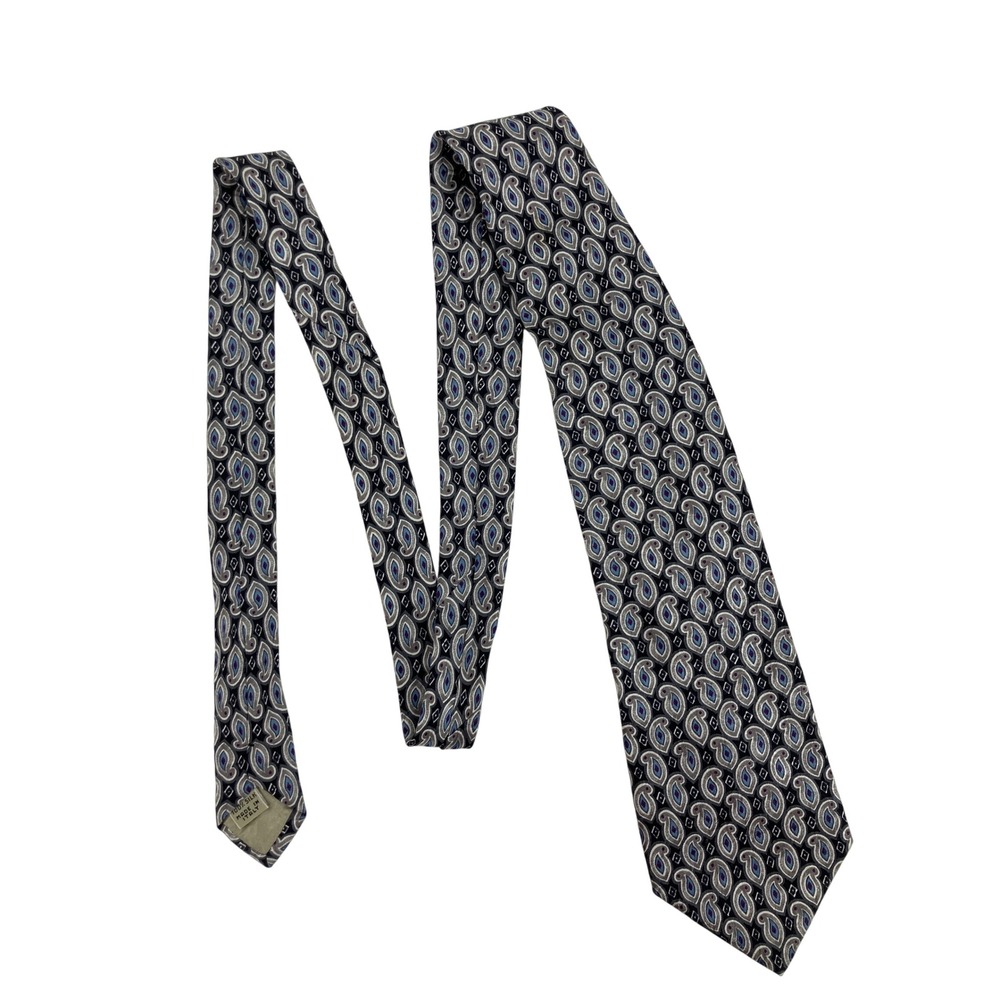 Christopher Hayes Necktie Mens Blue Purple Paisley Silk Italy Tie 57 X4